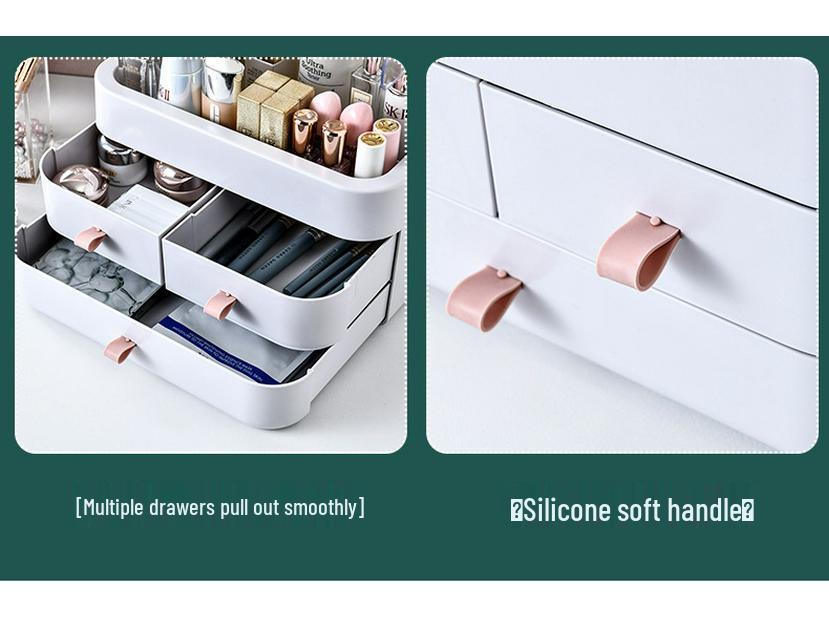 Large Capacity Multi-Layer Cosmetic Organizer: Dustproof Skincare & Lipstick Storage Box with Drawers for Desktop Dressing Tables