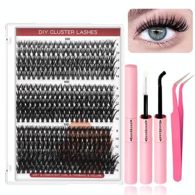 European & American Segmented Colored False Eyelash Set - Flatness New Book with Single Cluster Doll Lashes