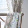 Modern Printed Cotton Curtain With Leaf Floral Tassel Trim Semi-Sheer Living Room Dining Kitchen Bay Window