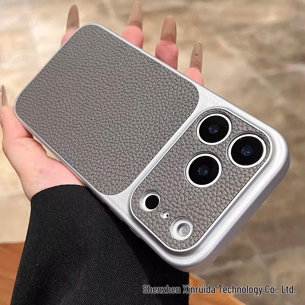 

Lychee Leather Texture Drop-Proof Case for iPhone 17 Pro Max with Large Window, Apple 16 Compatible. 13 Pro