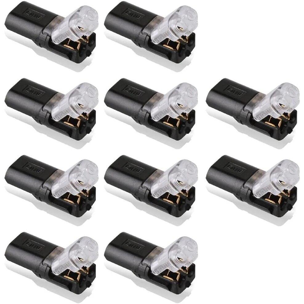 10/20pcs 2 Pin 2 Way Universal Compact Wire Terminals, No Wire-Stripping Required, Toolless Spring Wire Connectors, Quick Splice