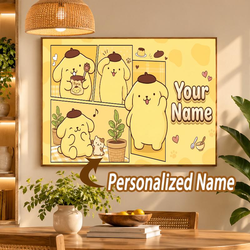 Custom Name Pompompurin 5D Diamond Painting Personalized Full Drill Diamond Art Kit Gift