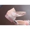 Lace Pearl Big Flower Princess Sandals, Crystal Soft Sole Peep Toe Shoes for Girls