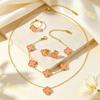 18K Gold Plated Clover Pendant Set Women Men Necklace Bracelet Earrings Ring Stainless Steel Titanium Alloy Jewelry