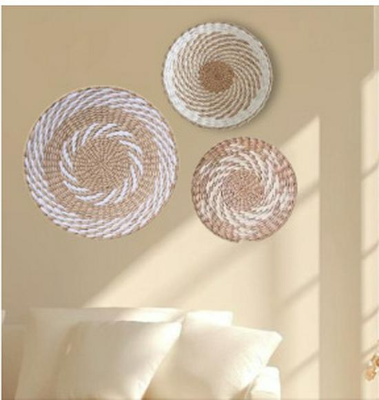 Set de Cestas de Pared Tejidas Bohemianas - Decoración Colgante Tejida a Mano para Sala de Estar o Entrada