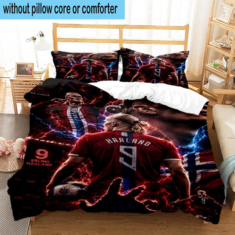 3PCS Erling Haa-land's Electric Moment Bedding Set,Including 1pc Duvet Cover And 2pcs Pillowcases Perfect for Bedroom, Dormitory, Fan Christmas gift