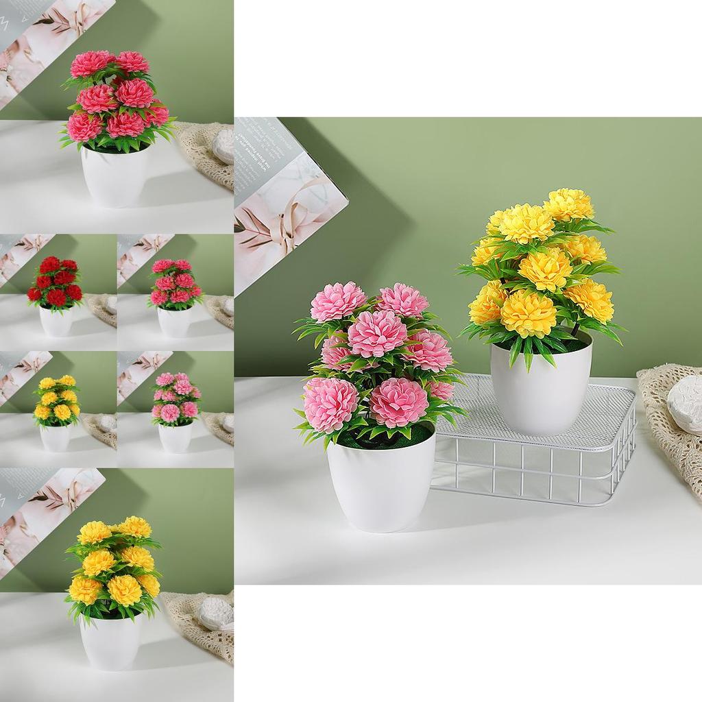 Artificial Flower Pot With 12 Ball Chrysanthemum For Home Decor And Gift
