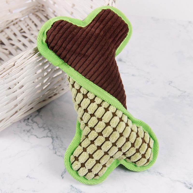 

Interactive Dog Toy Plush Squeaky Chew Colorful Bone Shape Suitable for Play and Dental Health Cat and Dog Molar Teeth Toy зелёный