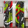 Sneaker Shoes Graffiti Bedroom Window Drapes for Teen Kids Printed Living Room Window Treatment Fabric 2 Panels
