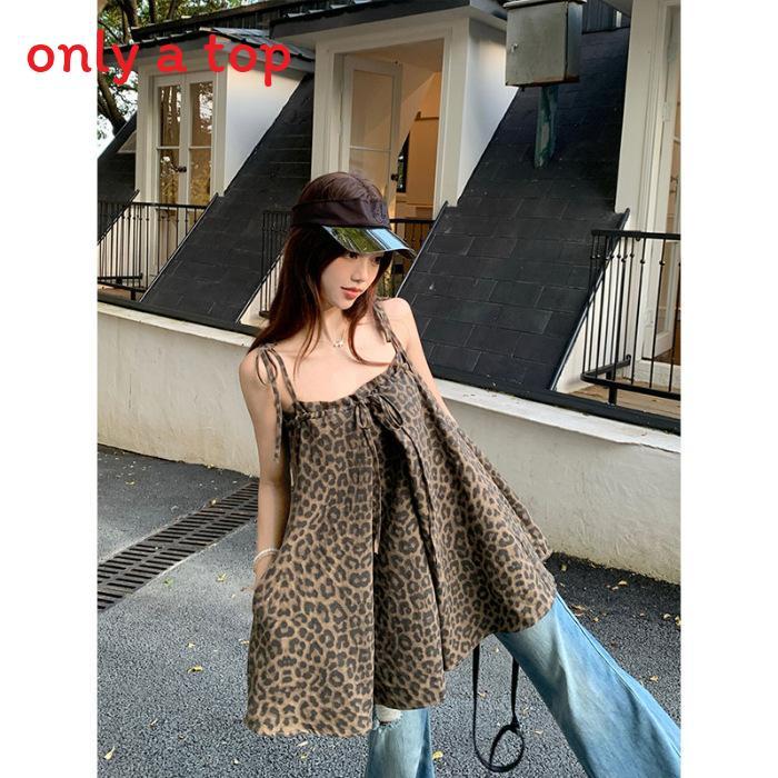 American Leopard Print Sleeveless Tank Top For Summer Fashion Womens Casual Wear