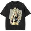 Goku Dragon Ball Z Anime Printed Tshirt Mens and Womens Washed Tshirt High Quality Vintage Cotton Tshirt Harajuku Tops