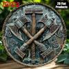 Décoration Murale Métallique Ronde Hache Viking Vintage Panneau