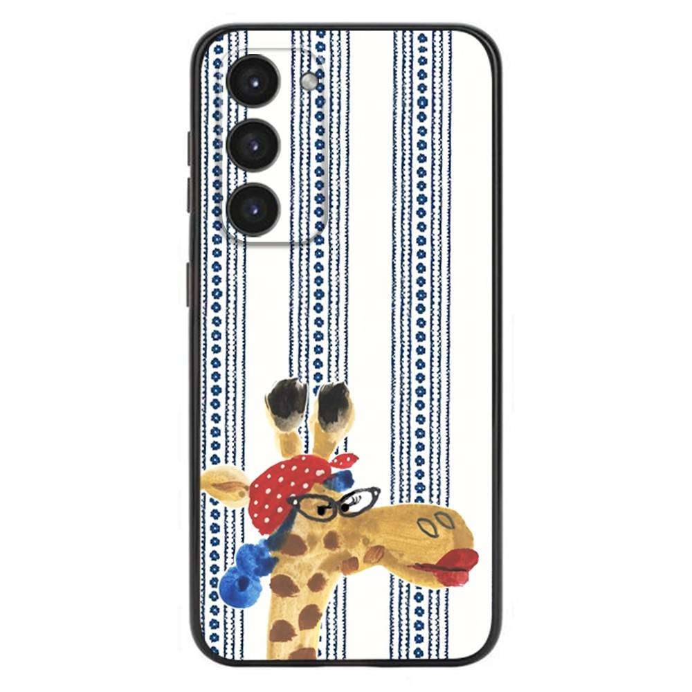 Striped Background Giraffe Phone Case For Samsung Galaxy A20,21s,22,31,32,52,53,72,73,80,91 Soft Liquid Silicone Black Cover