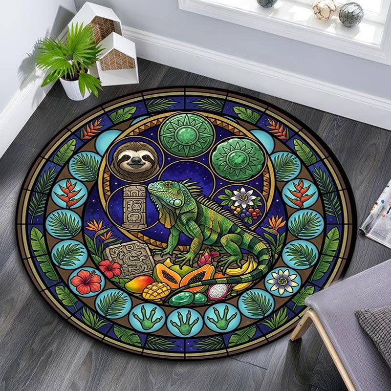 Aquatic Life Mandala Round Area Rug Under Office Chairs Bedroom Living Room Home Decor