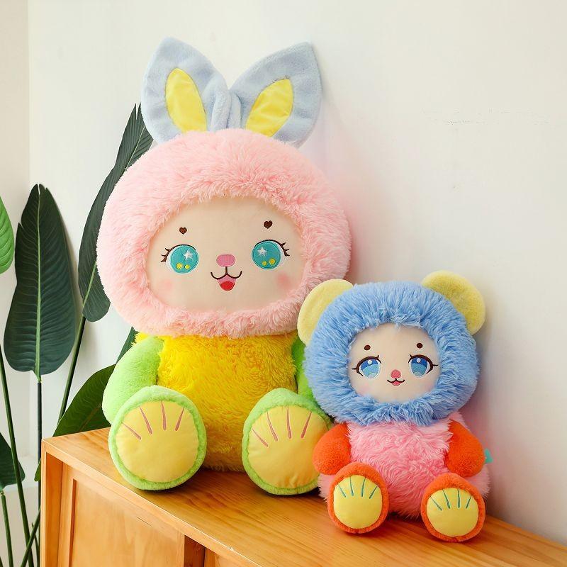 Cute Rabbit Dog Plush Toy With Embroidery Design For Childrens Birthday Gift