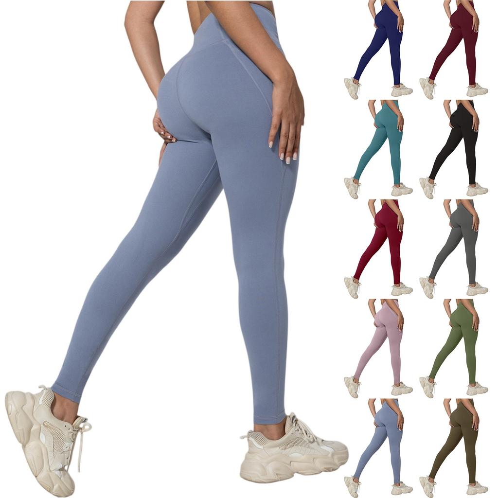 Women's Fashion Solid Color Yoga Pants High Waisted Skinny Sweatpants Fitness Pants
