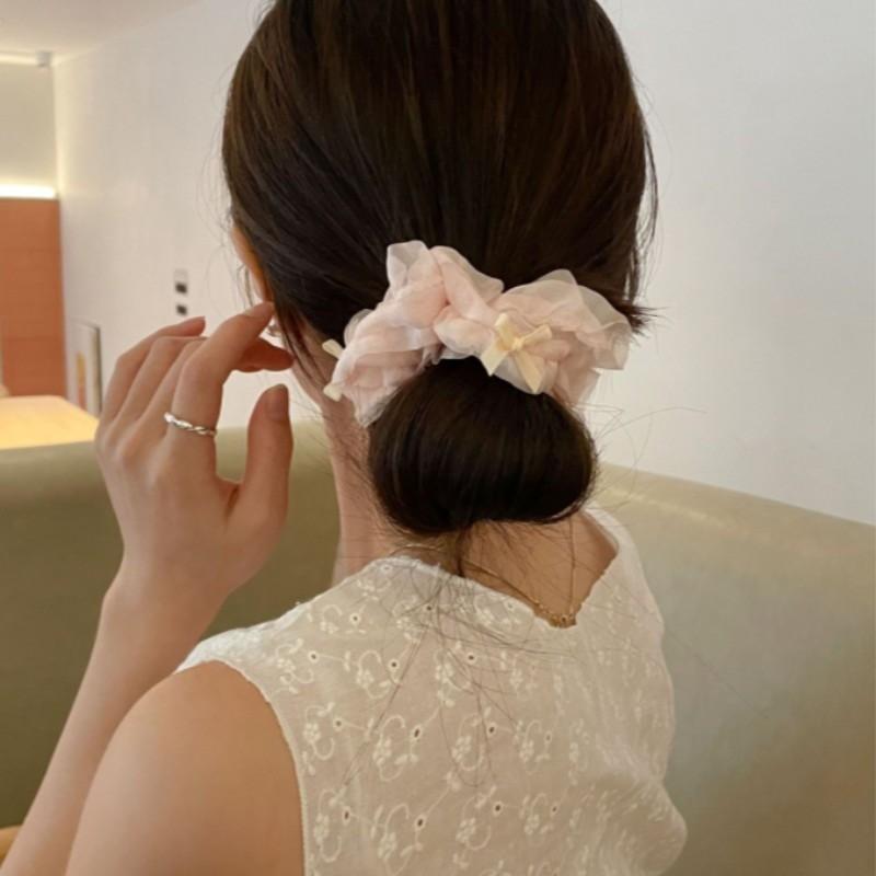 Sweet Mesh Lace Bow Hair Ring Women Ponytail Cute Scrunchie Fashion Hair Accessories
