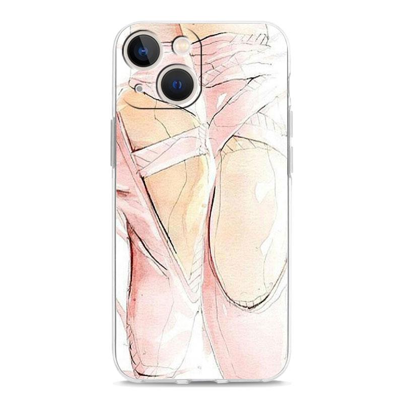 Simple Swan Dance Ballet Luxury Phone Case For iPhone 15 16 14 13 12 11 Pro Max XS X XR SE 7 8 Plus TPU Clear Lens Protect Cover