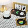 6pcs Coaster European American Retro Style Drink Beer Tea Abs Vinyl Record Cd Non Slip Drink Coaster for Desktop