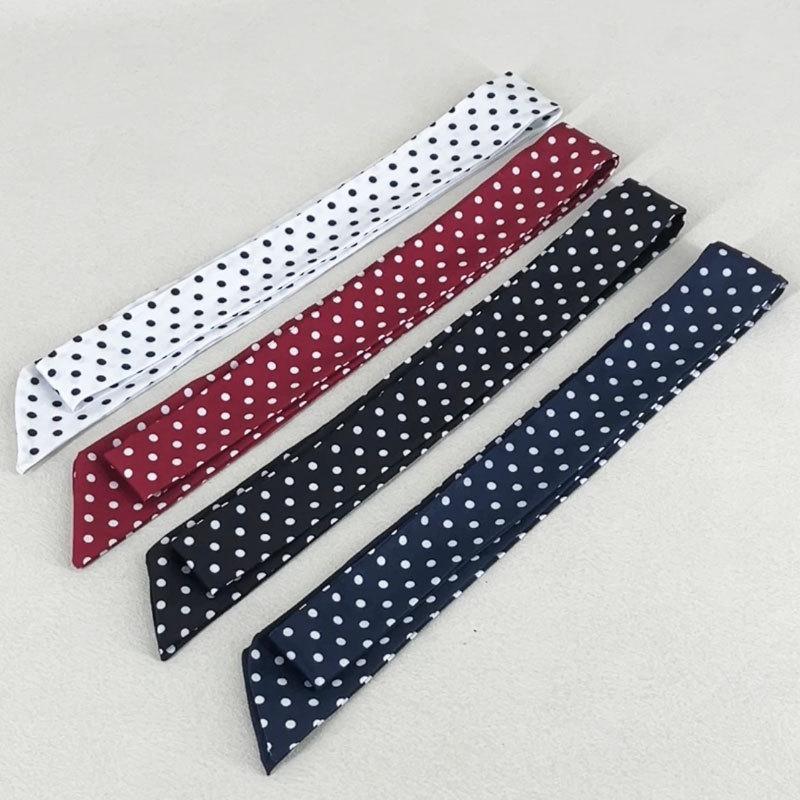 New Gradient Narrow Wide Wave Point Silk Scarf Women's Korean Edition Fashion Long Strip Multi Functional Decorative Belt Ribbon