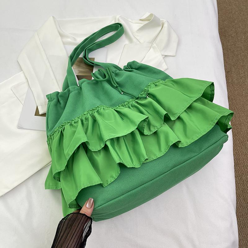 2026 New Fresh Style Canvas Women's Bag with Cake Skirt Design Casual Single Shoulder Princess Skirt Cloth Bag Fashionable