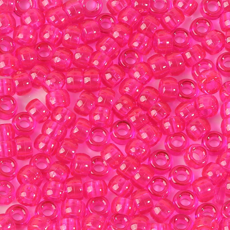 "100 Pcs Large Hole Transparent Frosted Barrel Beads - Colored Onion Powder Plastic Pony Beads for Dreadlocks and Wigs"
