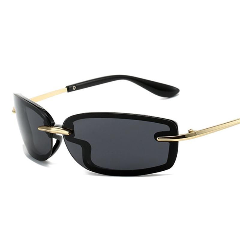 Trendy Y2K Rimless Sunglasses Women Steampunk Goggles Punk Shades UV400 Protection Unisex Outdoor Eyewear