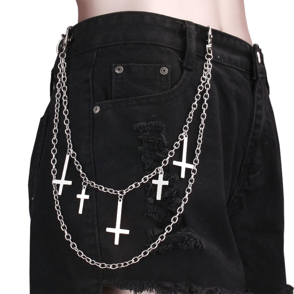 Hip Hop MoonPunk Side Chain On Jeans Pants Handbag for Girls Multilayer Body Chain Trousers Street Clothing Jewelry