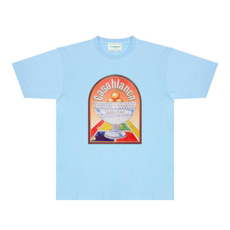 CASA Casablanca Short Sleeve T Shirt Couples Star Castle Letter Print Casual Loose Fit