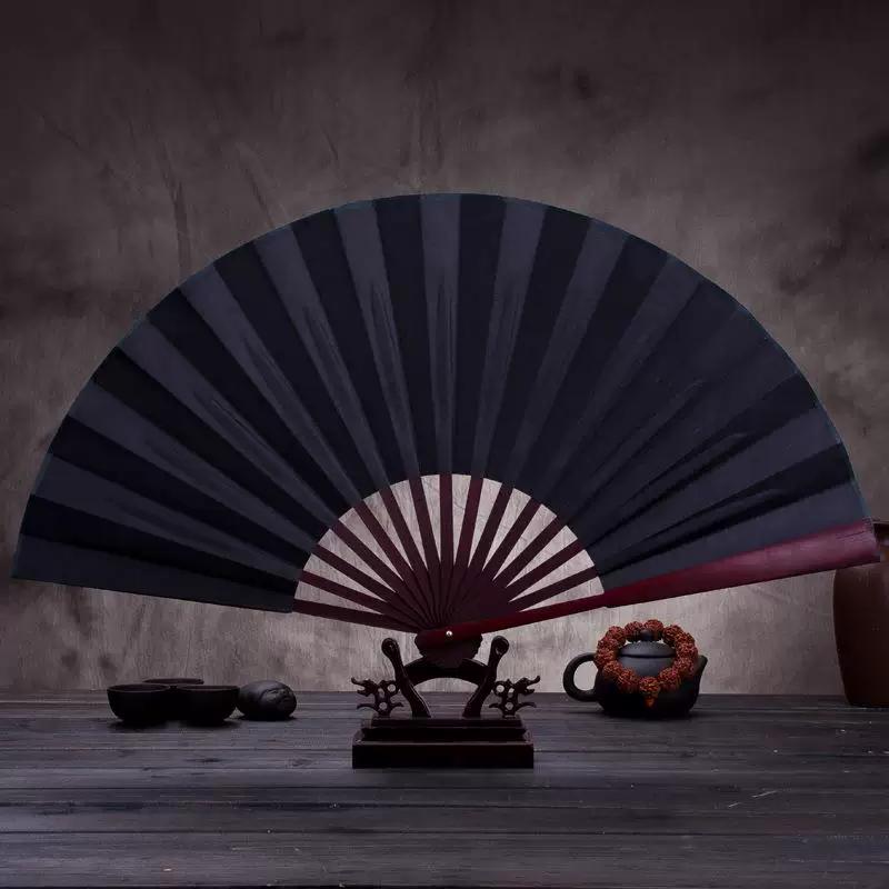 Ancient Style Hanfu Folding Bamboo Fan for Men, Chinese Style Folding Fan, Summer Blank Fan with Silk Cloth and Rice Paper Fan Surface