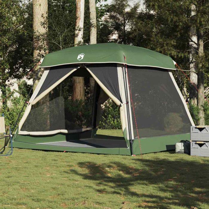 Tente familiale - Imperméable - 6 personnes - Vert - Dimensions 317x317x225 cm - Montage manuel