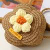 Cute Handmade Straw Bag Flower Shape Woven Shoulder Bag Summer Beach Bag for Children Girls