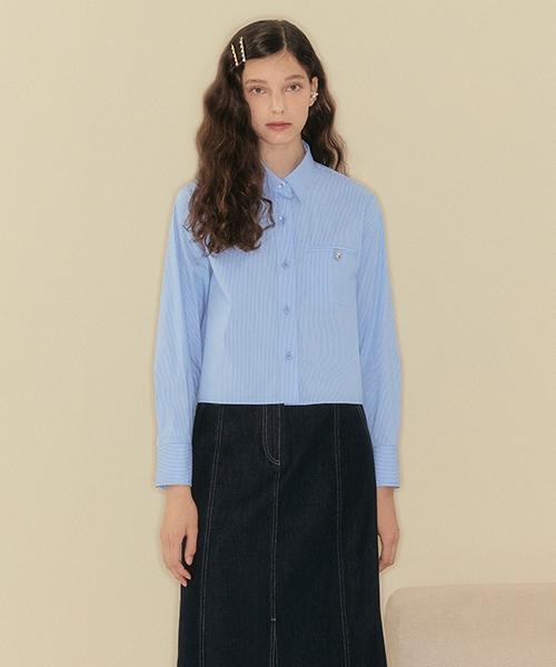 Dear K Rie Metal Button Point Crop Shirt Swstni0400 Blue/S