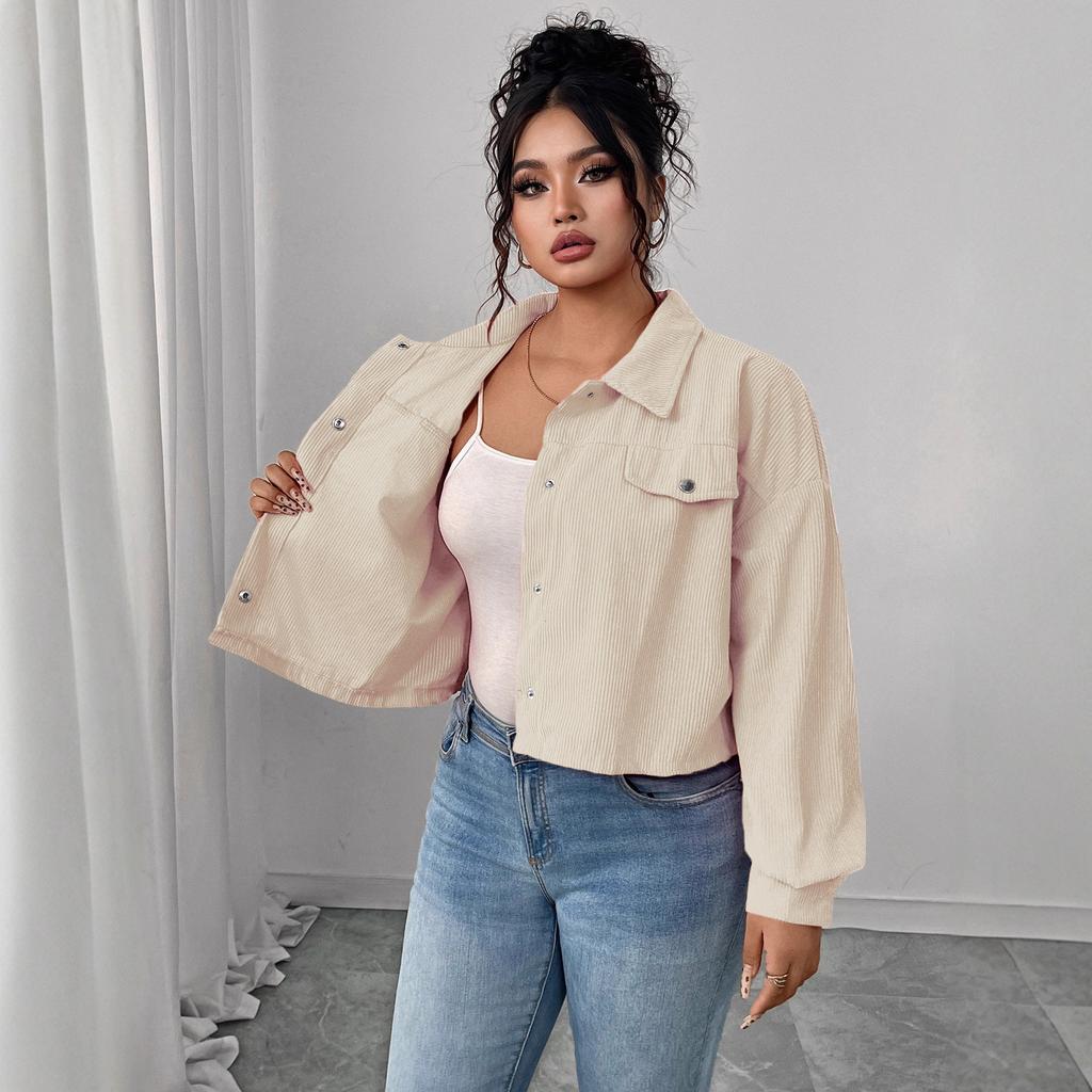 Autumn and Winter Casual Lapel Jacket Lantern Sleeve Single-breasted Short Coat for Women