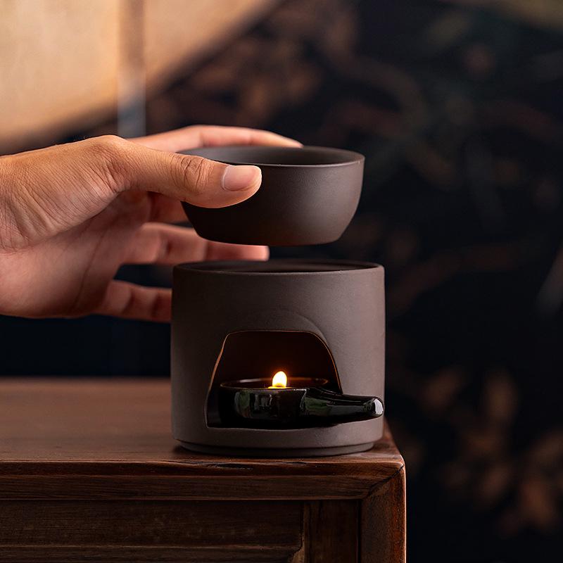 Japanese Style Multifunctional Aromatherapy Candle Burner for Essential Oils, Warm Tea, and Sleep Aroma Bricks with Sandalwood and Agarwood.