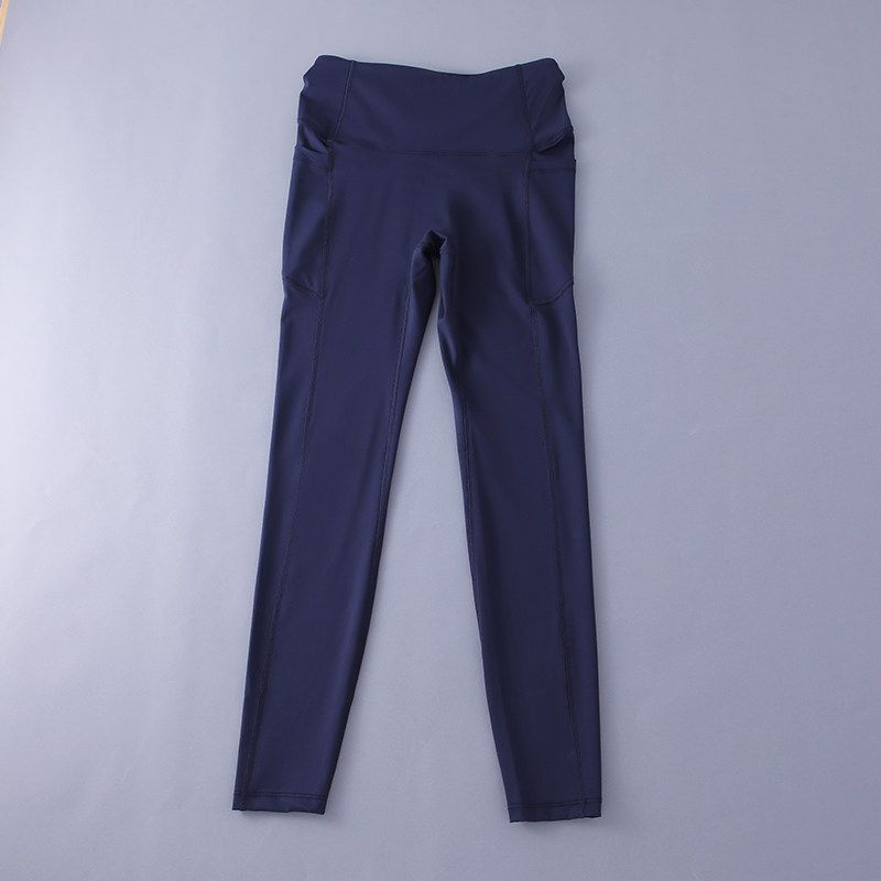 High-Strength Sports Tights High Waist Belly Contracting Yoga Pants Women's Fashion Side Pocket Peach Hip Fitness Pants Autumn