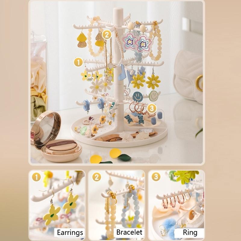 2/3/4-Tiers Jewelry Organizers Display Stand with Tray Plastic Necklace Earring Holder Jewelry Storage Display Tower