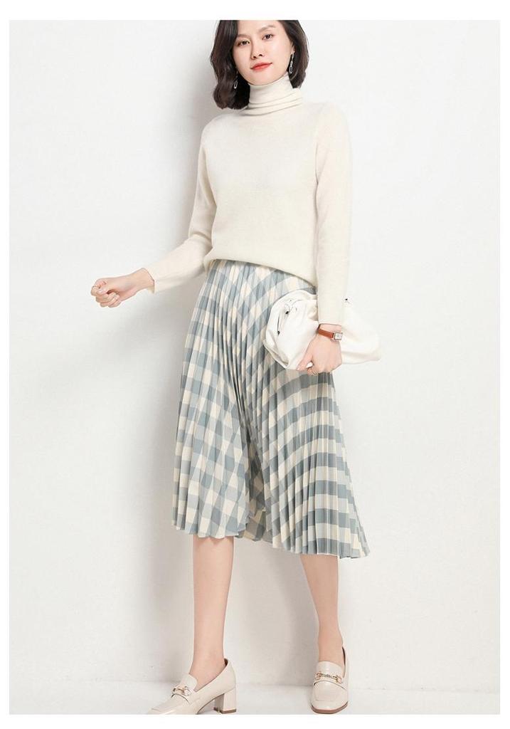 100% Pure Wool Slim Fit High Neck Sweater for Women - Autumn/Winter Fashionable Base Layer