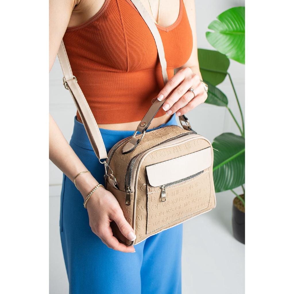 Damen-Hand- und Umhängetasche aus schwarzem Lacost-Leder mit 3 Fächern und verstellbarem Riemen