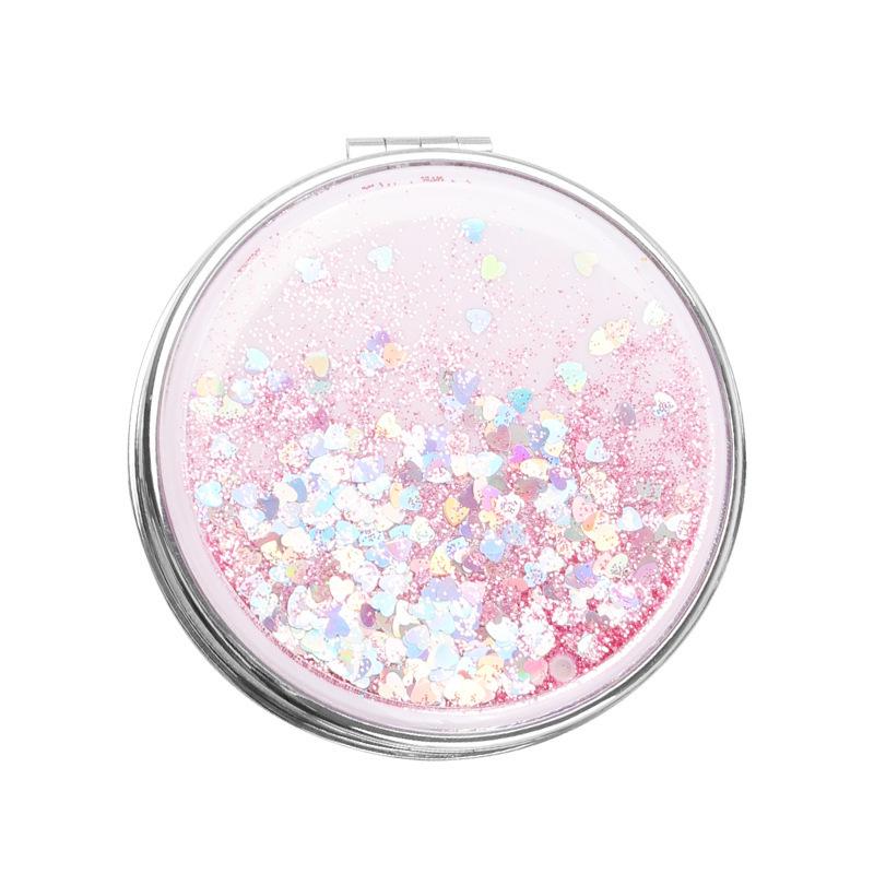 Stylish Influencer Quicksand Portable Double-Sided Flip Makeup Mirror