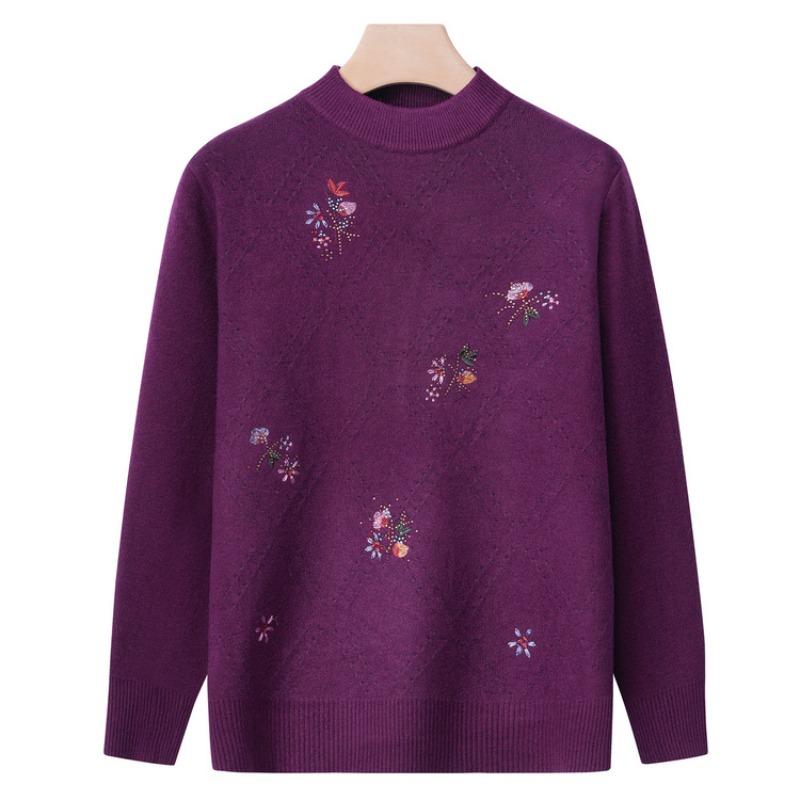 Grandma autumn women's top middle old man winter knitted sweater mother base clothes year 0 old lady sweater