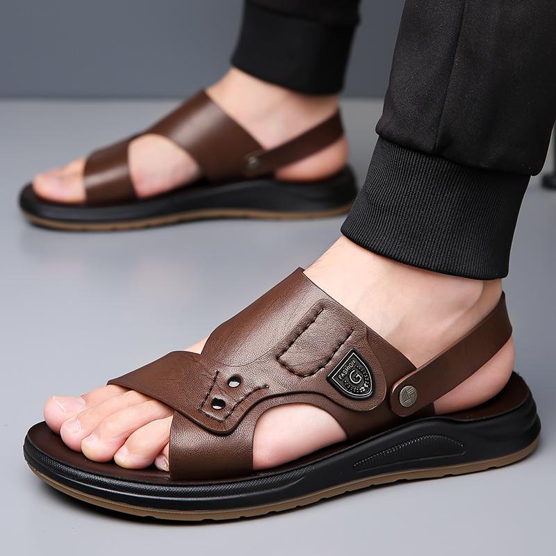 Fashion Hiking Genuine Leather Outdoor Indoor with Platform Trekking Height Ankle Wrap Slippers Beach Male Shoe Men's Sandal Big Size 47