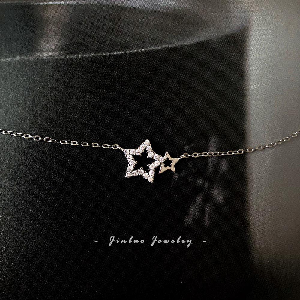 S925 Sterling Silver Delicate Star Clavicle Necklace for Women 925 Silver