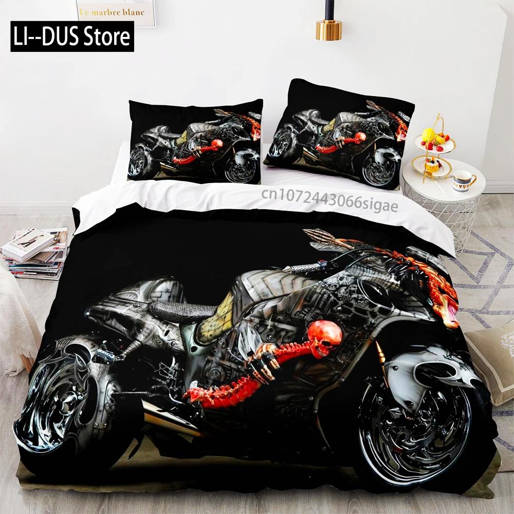 3D Print Cool Motorcycle Bedding Set Single Twin Full Queen King Size Bed Set Aldult Kid Bedroom Duvetcover Sets With Pillowcase