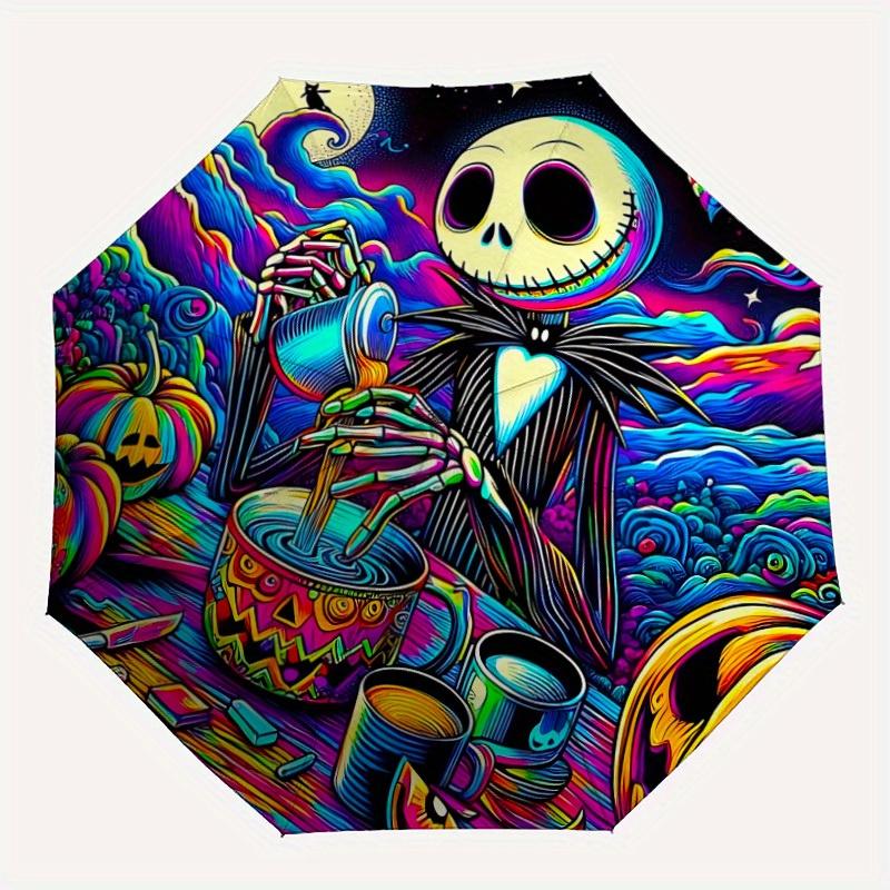 

1pc Jack Skellington Automatic Umbrella Durable Iron Frame & Plastic Handle, Sturdy Construction, Playful Design yy250822025