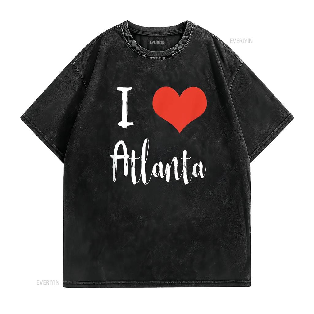 I Love Atlanta T Shirt vintage Washed Top For Everyday Wear Slightly Soft Stylish Versatile fashion homme designer clothes