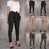 Pantalones informales versátiles a la moda para mujer, Pantalones rectos con bolsillos simples, pantalones largos elegantes con cintura elástica y cordones para verano