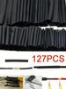 127Pcs/lot Black Heat Shrink Sleeving Set Thermoresistant Tube Shrink Wrapping  Wire Cable Polyolefin Wrap Tubing