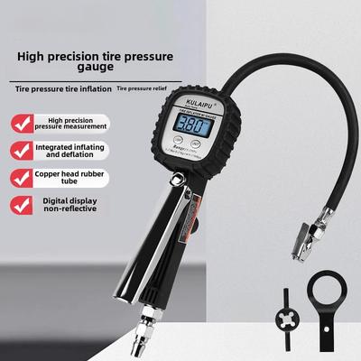 Digital Tire Inflator Gauge with LCD Display,Portable Air Compressor Pump&Pressure Meter for Car/Motorcycle (Precision Accuracy)
