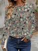 Women's T-shirt 3D Printing Green Plant Print Fashion Long Sleeve Round Neck Regular Top Holiday Weekend Spring and Autumn Y2K